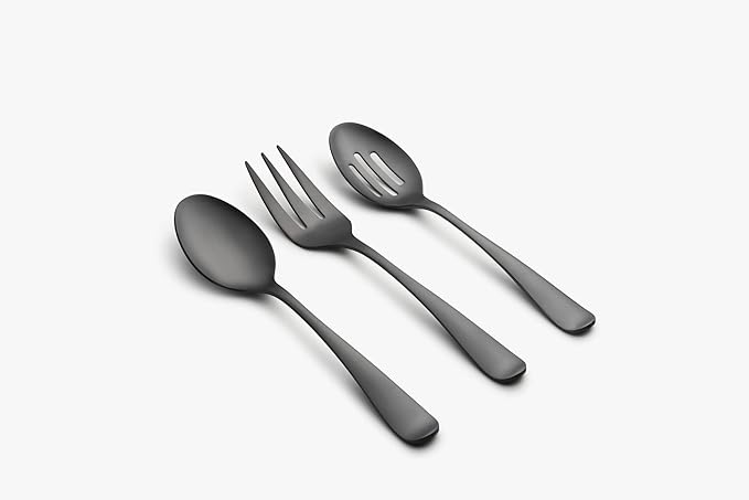 Cambridge 505945CKW13DS Rhiannon Black Satin 45-Piece Flatware Set (Pack of 3)