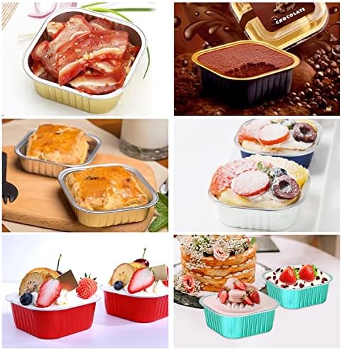 LNYZQUS 5oz Mini Cake Tins with Lids and Spoons, Disposable Brownie Pans