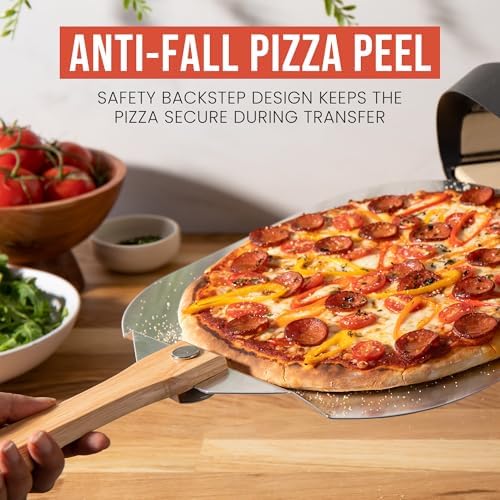 Chef Pomodoro Aluminum Pizza Peel 12x14 in, Foldable Wood Handle
