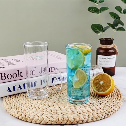 Highball Glasses Set of 12-8oz Tall Water Glasses for Mojito, Whiskey, Cocktails - Clear Drinking Glassware for Kitchen - Tall Drinking Glasses Set for Mixed Drinks (Glass, 12PCS8OZ)