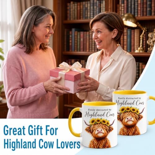Hyturtle Highland Cow Coffee Mug, Cute Scottish Cow Gift For Women