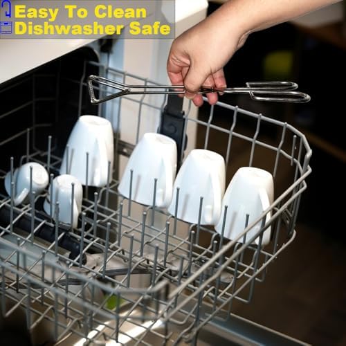 Hiash 11" Heavy Duty Stainless Steel Kitchen Scissor Tongs with Comfortable Ergonomic Grip, Heat Resistant tongs for Cooking & BBQ