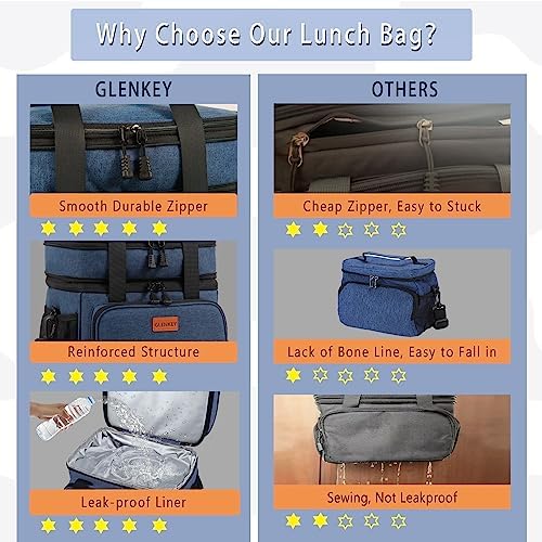 GLENKEY Expandable Lunch Box Insulated Leakproof Cooler Bag Work Outdoor