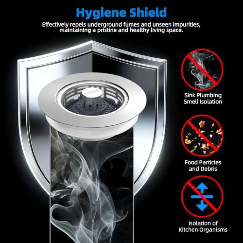 Hibbent Metal Kitchen Sink Drain Strainer and Stopper, Transparent