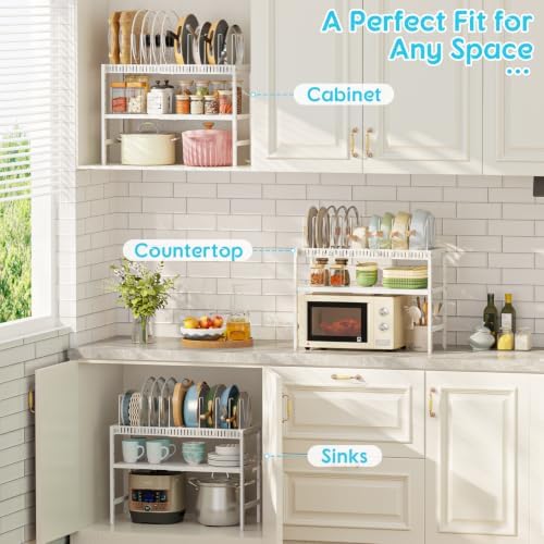 2-Tier Pots and Pans Organizer Under Cabinet,Expandable Pots Lid Organizers