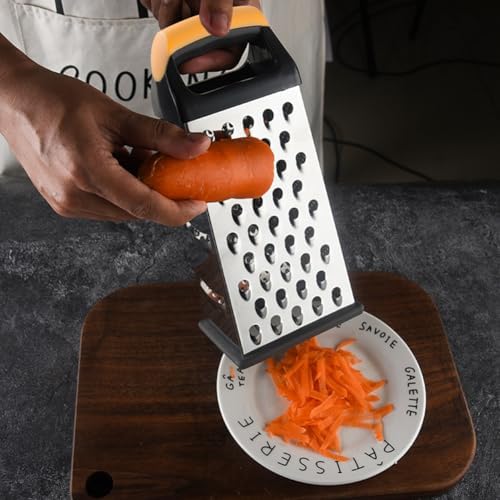 Cheese Grater, 4-Sided Box Grater with Handle, Stainless Steel Graters, Vegetable Slicer, Kitchen Food Shredder for Grate Cheeses, Shred Veggies Kitchen Gadgets Tools(9.25inch)
