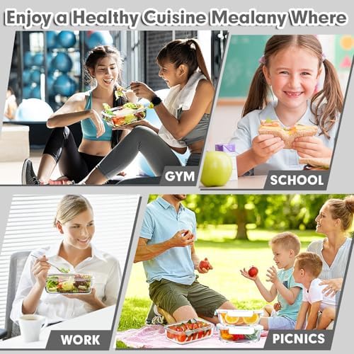 VERONES 5 PACK 36 OZ Glass Meal Prep Containers Set with Lids, White