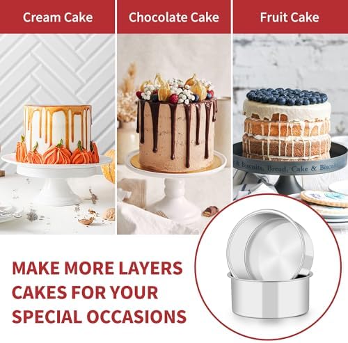 TeamFar 5 Inch Cake Pan Set of 6, Stainless Steel Small Layer Cake Pans Tin