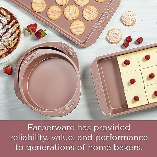 Farberware Baking Nonstick Cake Pan, Rectangle, 9 Inch x 13 Inch, Red Rose Gold