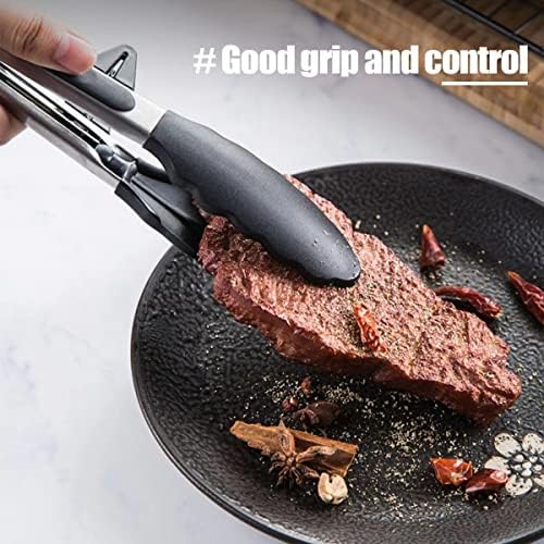 9" Kitchen Tongs for Cooking with Silicone Tips, Serving Tong for Salad BBQ