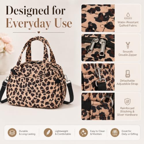 BTOOP Lunch Box for Women, Quilted Insulated Lunch Bag with Shoulder Strap