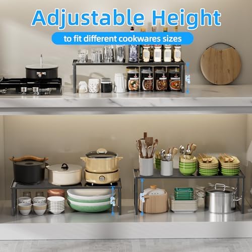 Cabinet Shelves, 4 Pack Stackable Shelves for Pantry Storage