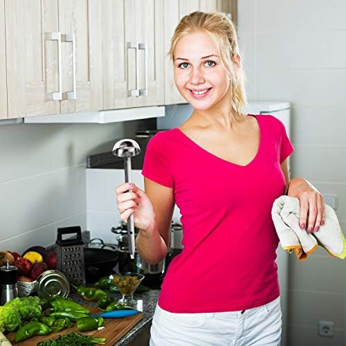 Meekoo 3 Pieces Stainless Steel Ladles with Pouring Rim Long Handle,1 Oz