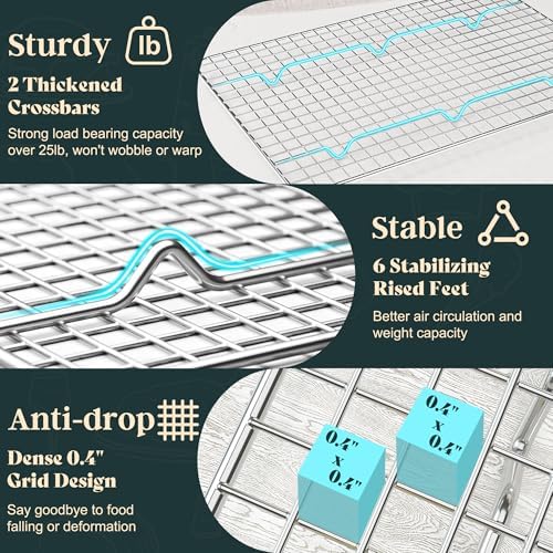 Cooling Racks for Cooking and Baking - 8.5"x12" Oven Safe Premium Stainless Steel Heavy Duty Baking Rack Tight-Wire, Fits Quarter Sheet Pan for Roasting & Grilling & Cooking - 1 Pack