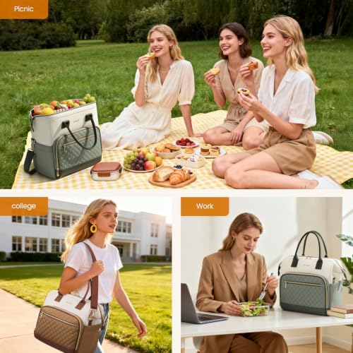 LOVEVOOK Lunch Bag Women, Insulated Lunch Box for Women with Cup Holder