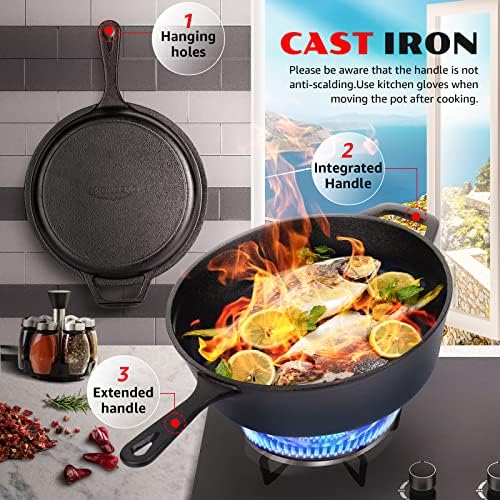 Overmont 2-in-1 Cast Iron Dutch Oven - 3.2QT Deep Pot with Lid Recipe