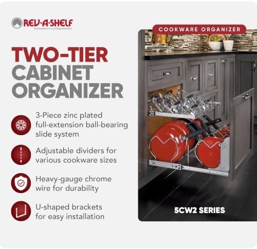 Rev-A-Shelf Kitchen Cabinet Pullout Organizer, Min Open Width of 20.5"