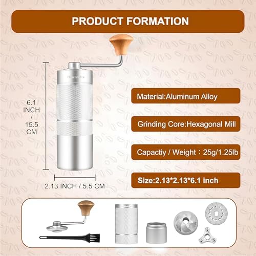 M6 Manual Coffee Grinder for Espresso Pour Over French Press Moka