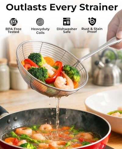 Zulay Kitchen Stainless Steel Skimmer Strainer Ladle