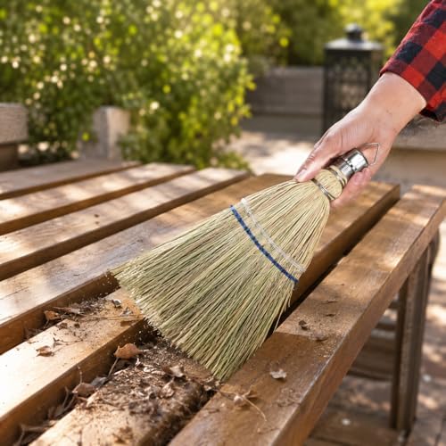Hand Whisk Broom Corn Straw Broom with Hang Hole for Indoor Outdoor