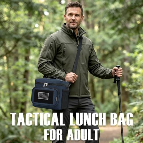 FlowFly Lunch Bag, Insulated Cooler, Thermal Lunch Box Tote with MOLLE/PALS Webbing, Adjustable Padded Shoulder Strap, for Tactical Men Women Adults and Boys Girls Kids (Cyan, Medium)
