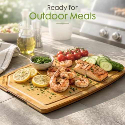 Astercook Large Bamboo Cutting Board for Kitchen
