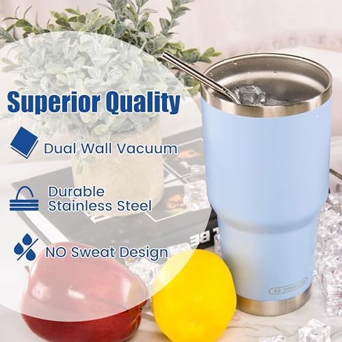 D·S 30oz Blue Tumbler Double Wall Vacuum Insulated Travel Coffee Mug