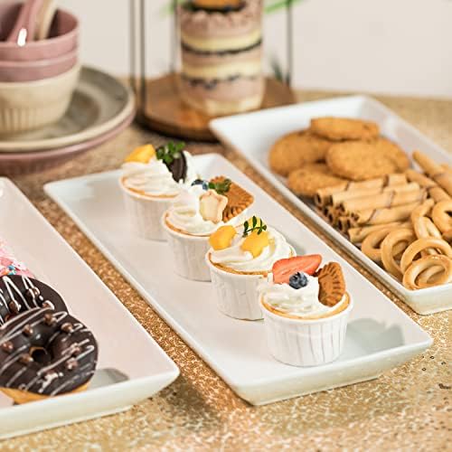 Gomakren 3 Tier Serving Stand, 14 Inch White Serving Platter with Trays