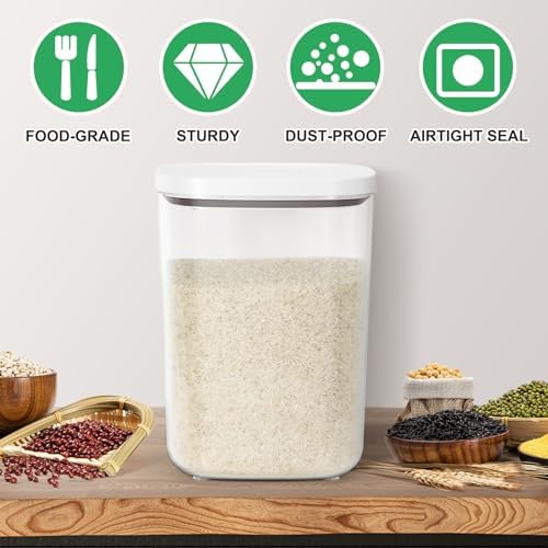 TBMax Large Flour Storage Container 10.56 Qt, 20 Lbs Rice Container with Pop Up Lid & Measuring Scoop for Flour, Cereal, Dry Food Storage and Kitchen Pantry Organization