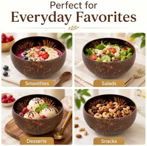 Natural Coconut Bowl Key Decorative - Candy Dish Container Entryway Table