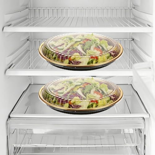 20 Pack 12 Inch Plastic Pie Containers with Lid, Disposable Pie Pans with Lids, Round Pie Platters Pizza Container, Plastic Serving Tray for Fruit Sandwich Party Takeout Food Picnic Supply