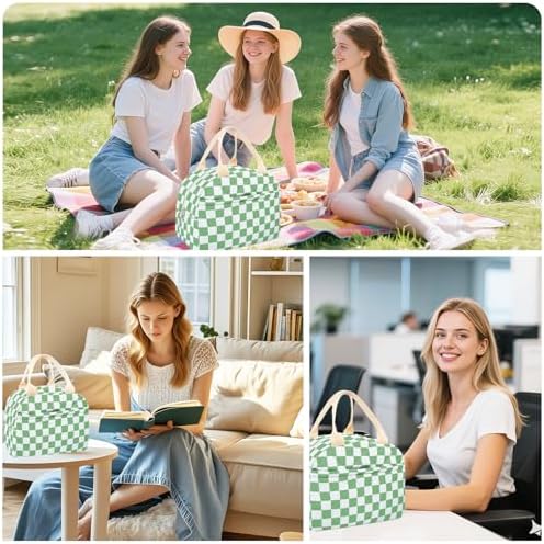 Cotton Quilted Insulated Lunch Bag, Reusable Quilted Floral Lunch Tote Bags