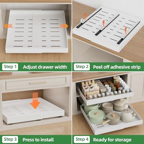 PAKETA 1 Pack Expandable Pull Out Cabinet Organizer,21" Deep