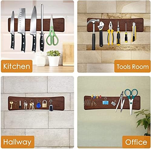 HOSHANHO Knife Magnetic Strip, Acacia Wood Powerful Magnetic Knife Holder