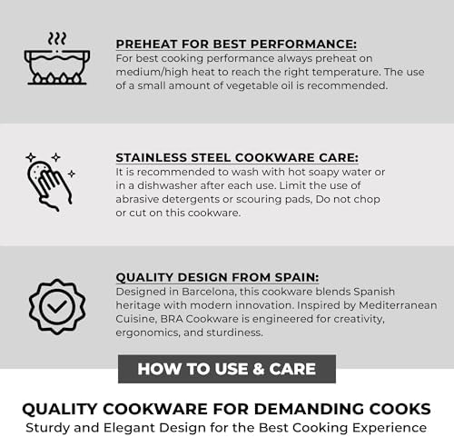 BRA COOKWARE Signature Stainless Steel Stock Pot w/Lid | 8 Inches 2.4 Qt
