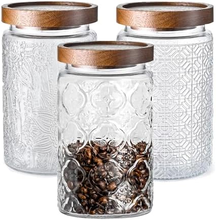 Glass Storage Containers With Lids, Glass Jars With Lids, 32oz, Set Of 3