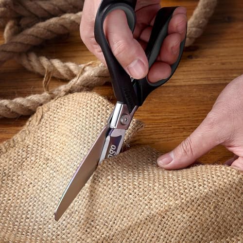 LIVINGO 9" Heavy Duty all Purpose Stainless Steel Scissors, (Grey/Black)