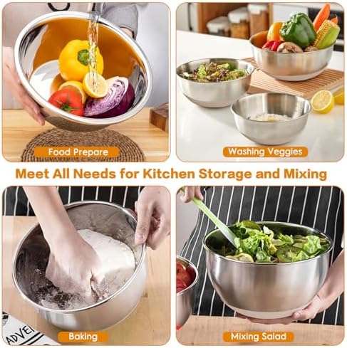 Mixing Bowls with Airtight Lids, 18pcs Stainless Steel Mixing Bowls Set