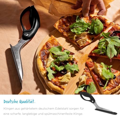 Dreamfarm Scizza 2-In-1 Easy Ergonomic Pizza Scissors with Stainless Steel Pizza Cutter Blades & Non-Stick Slice Server - Black