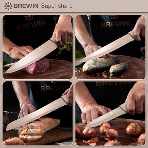 Knife Set, Brewin Kitchen Knife Set, Knives Set for Kitchen, Universal Knife Block, Utility Knife Block Set, New Home Essentials, Apartment Essentials, Camping essentials, RV Essentials