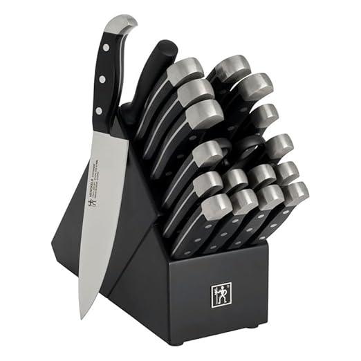 HENCKELS Premium Quality Statement 20-Piece Knife Set with Block and Knife Sharpener, Razor-Sharp, German Engineered Knife Informed by over 100 Years of Masterful Knife Making, Black Block