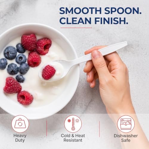 BluShine Extra Heavy Duty Plastic Teaspoons, Disposable Bulk Utensils