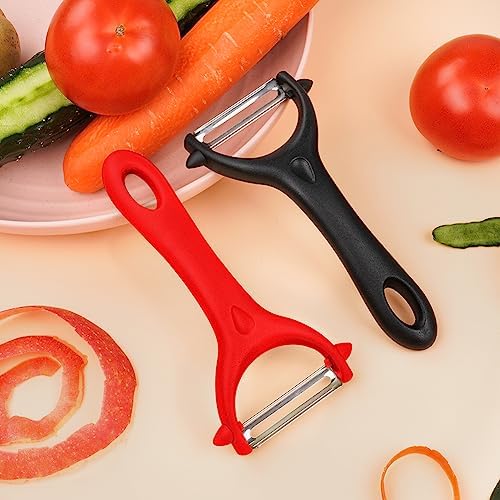 AUAUY 2Pcs Potato Peeler, Y-Shaped Swivel Vegetable Peeler, Black+Red