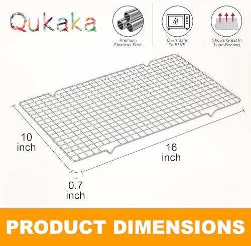 2 PCS Cooling Racks for Cooking and Baking, 10" x 16", Silver