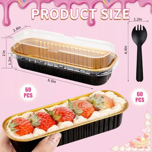 120Pcs Aluminum Min Foil Bakingi Loaf Pans with Lids and Spoons