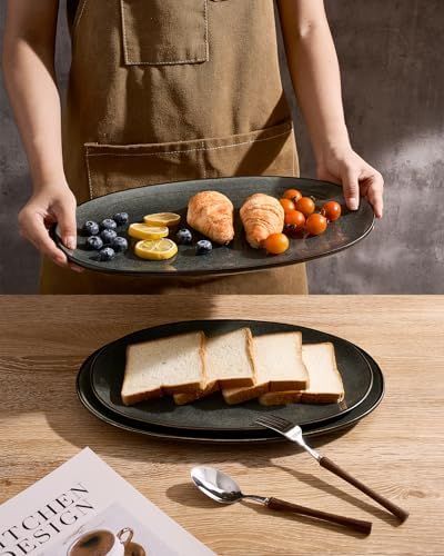 famiware Serving Platters Set of 3 Sizes - Oval, Deep Forest