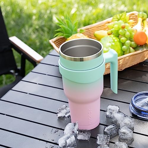 BJPKPK 30 oz Tumbler with Handle & Straw, Insulated Stainless Steel Mug