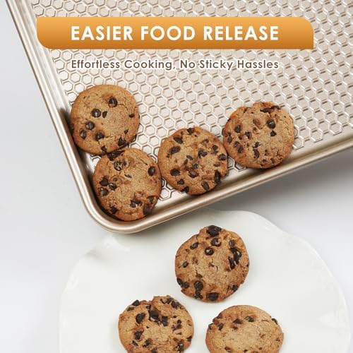 Baking Sheet Pan Set of 3, Nonstick Carbon Steel Cookie Sheets with Texture
