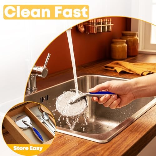 Pizza Cutter Wheel, Sharp Stainless Steel Pizza Slicer with Finger Guard, Non-Slip Comfortable Handle, Multi-Purpose Kitchen Cutter for Pizza, Pie, Dough and Pastry, Easy to Clean,Blue