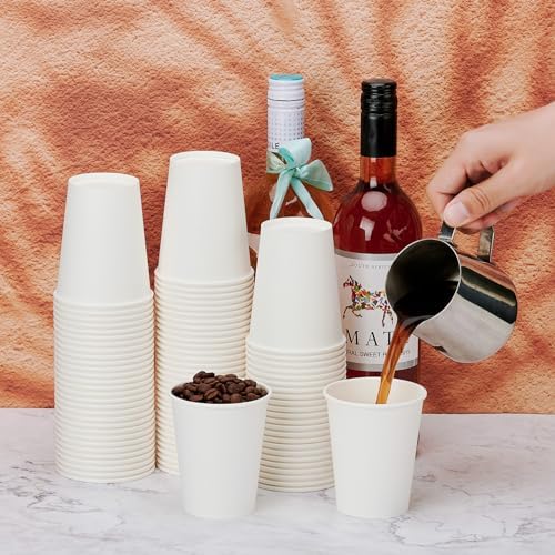 METAPRINT 500 Pack 8 oz Disposable Paper Coffee Cups, White